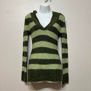Vintage y2k Derek Heart Green Striped Sweater L